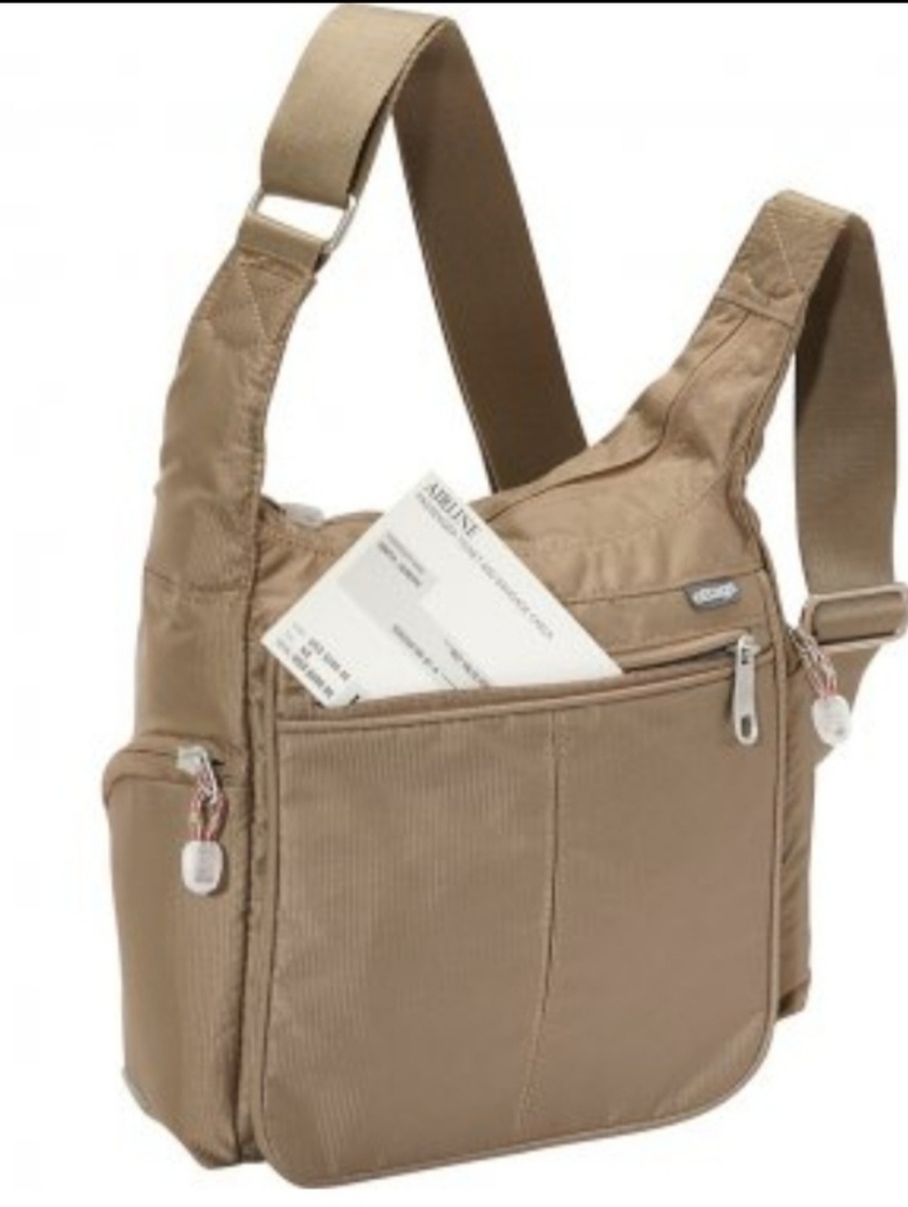 Travel-Ready Crossbody Bag in Taupe - mentioned in travel blogs, disc.